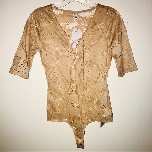Sold-  GUESS Frida Lace Up Bodysuit - Picture 4 of 7